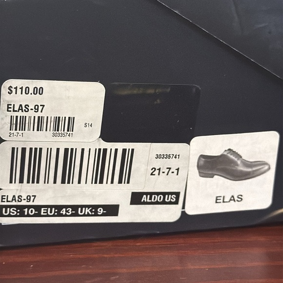 Aldo Elas black leather cap toe lace up dress shoes size 10 - Picture 4 of 15